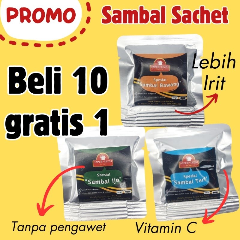 

SAMBAL TANPA PENGAWET/SACHET (20 gr)Sambal TERI, Sambal BAWANG, Sambal IJO {Dapur Lezat Bu Anik} HOMEMADE, SELALU FRESH