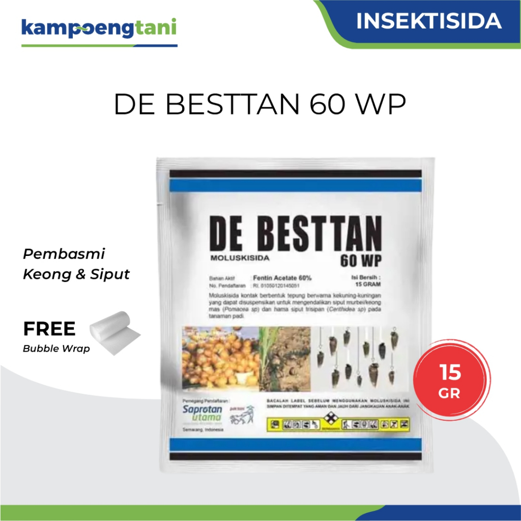 Kampoeng Tani - De Besttan 60WP 15 Gram Moluskisida Obat Racun Keong Siput Sawah dan Tambak Udang Su