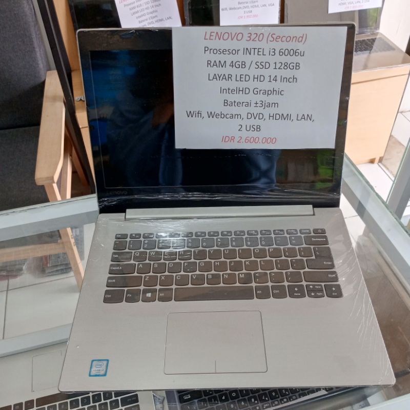 Second LAPTOP LENOVO IDEAPAD 320 Intel Core i3 6006u RAM 4GB SSD 128GB 14inch Seken Bekas