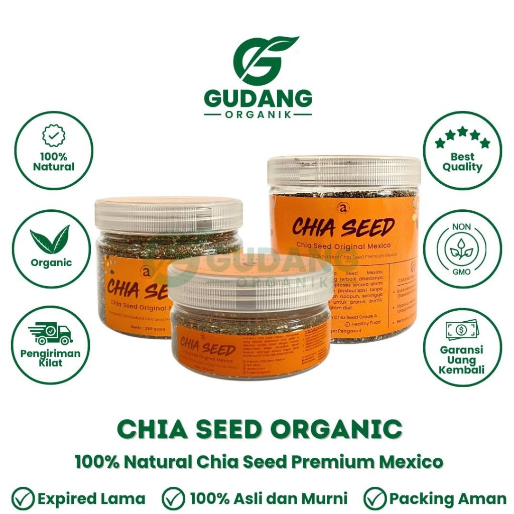 Chia Seed Organik Mexico Non GMO Premium Biji Black Chiaseed Chia Chea Cea Seeds Selasih Untuk Diet 