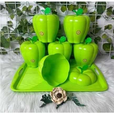 Toples Lebaran Isi 6 Pcs Plus Nampan / Satu Set Toples Bentuk Labu Lucu