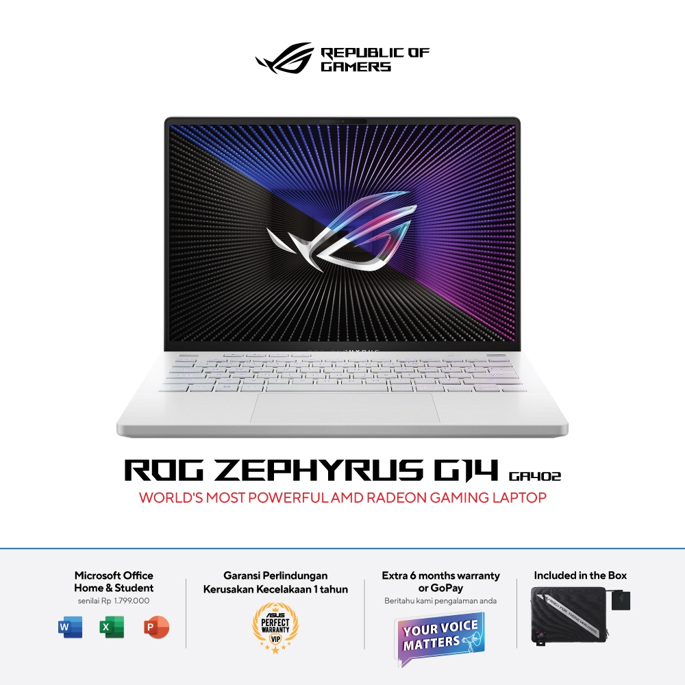 ASUS ROG Zephyrus G14 GA402NU-R745G6W-O - Moonlight White AniMe Matrix Version [AMD Ryzen™ 7 7735HS 