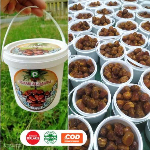 

Grosir Murah Kurma Sukari Sukkari ASLI Kemasan Ember 800 gr