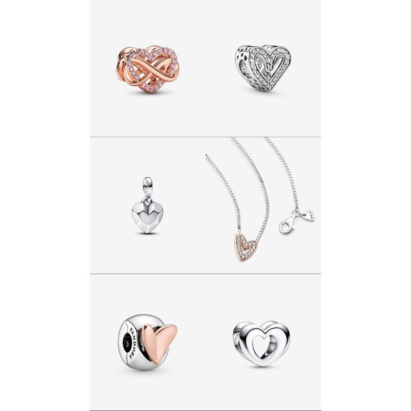 READY INA Pandora Heart Edition Necklace Charm Silver Rose Gold Original Authentic