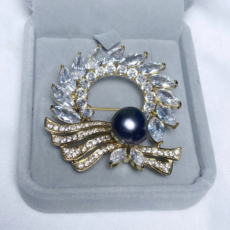 Bros Pin Rhodium Lapis Emas 18k Mutiara Air Laut Asli Lombok Bersertifikat Aksesoris Accesories Perh
