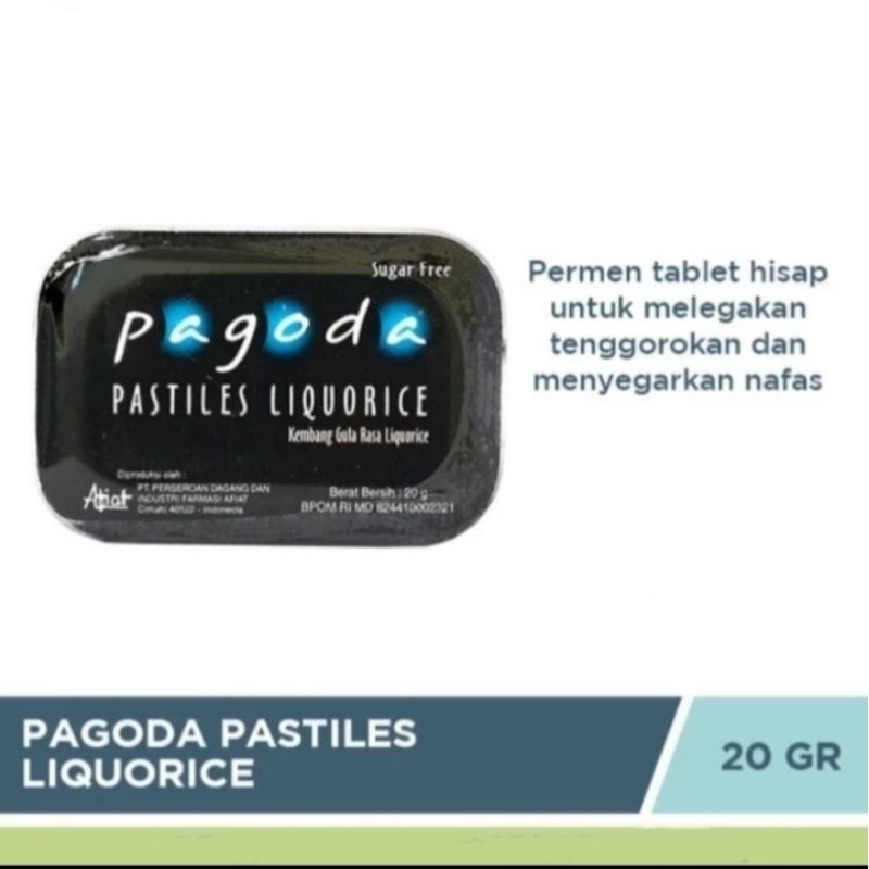 

Pagoda Pastiles Liquorice 20gr - Permen Pelega Tenggorokan