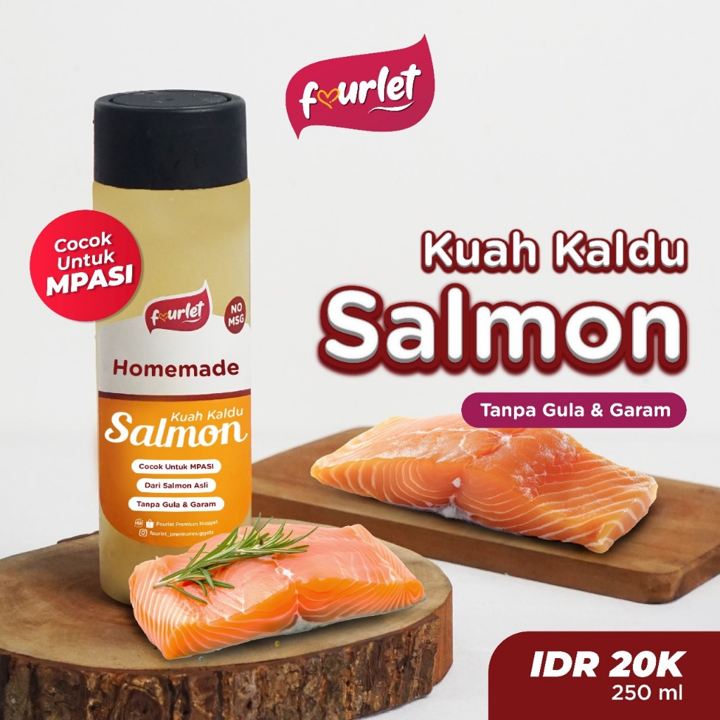 

Kaldu Salmon 250ml bisa untuk masakan kuah, MPASI anak, tanpa msg, garam, gula, merica