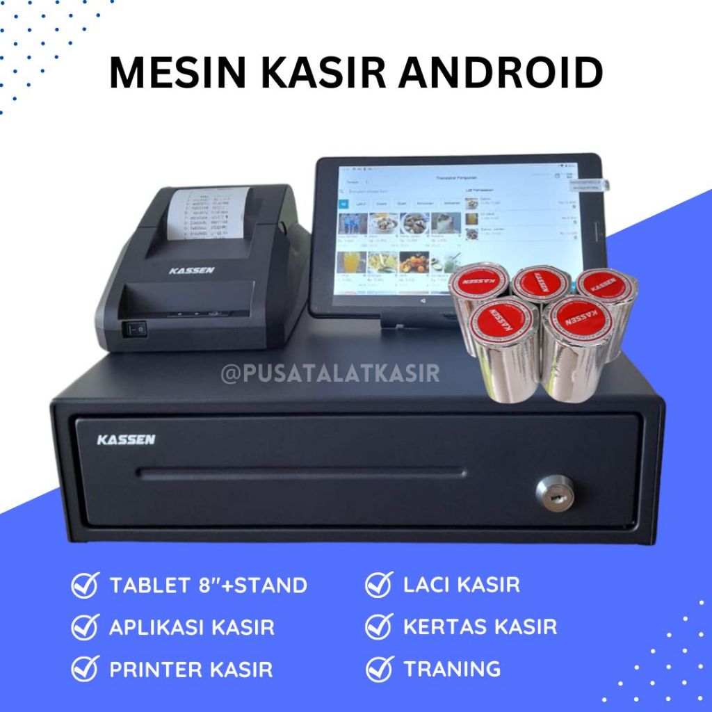 MESIN KASIR ANDROID TABLET 8" UNTUK TOKO, CAFE, SALON DLL