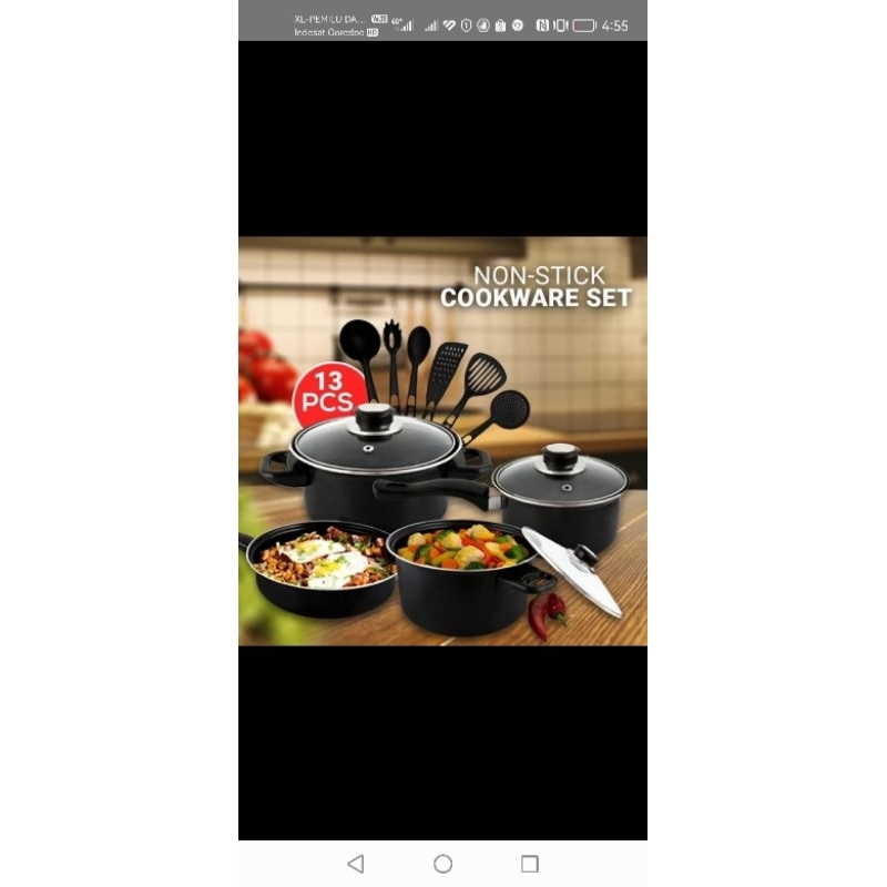 gionee panci wajan teflon set panci teflon penggorengan set 3 Pcs