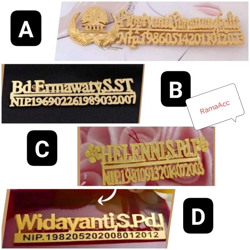 Bros NIP Ukir Nama Lapis Emas