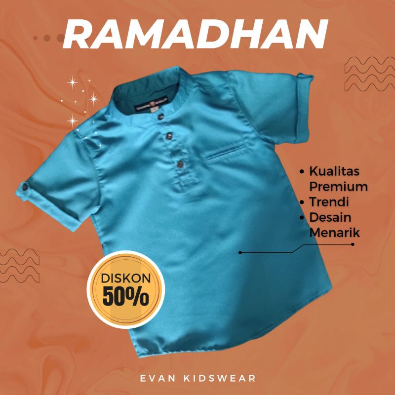 BEST SELLER Baju Kemeja Koko Anak Laki Laki Warna Hijau Tosca Toska 1 2 3 4 5 6 7 Tahun