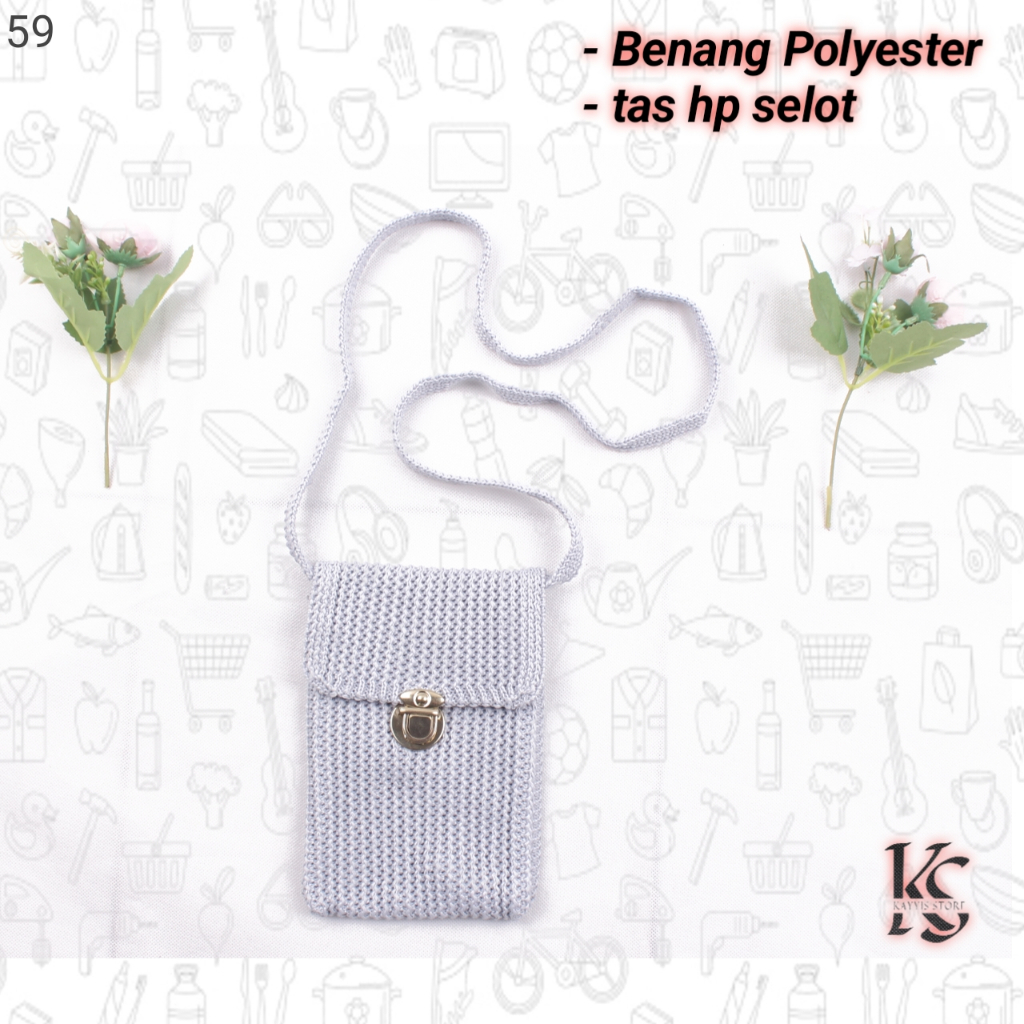 TAS HP RAJUT SELEMPANG/KUNCI SLOT