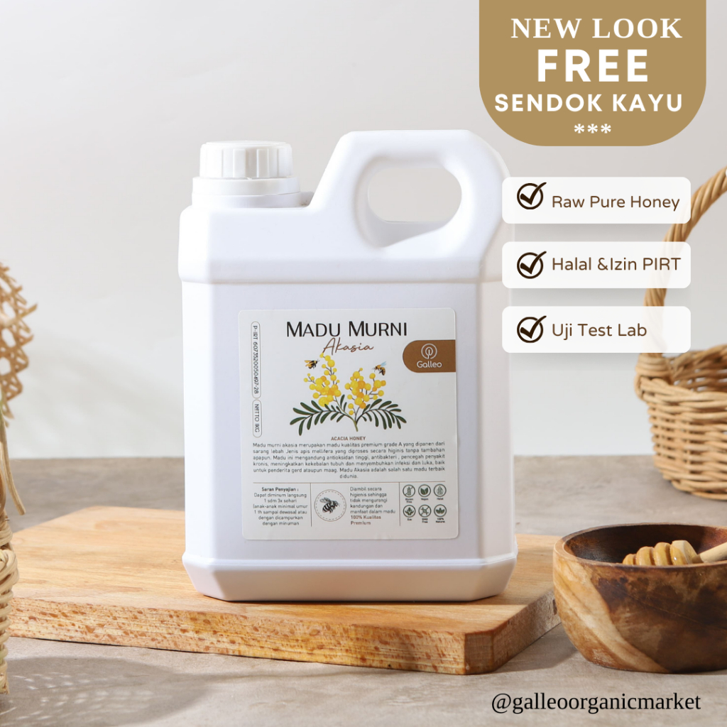 

Madu Akasia 1 KG Galleri Organik Premium [ Free Sendok Kayu ]