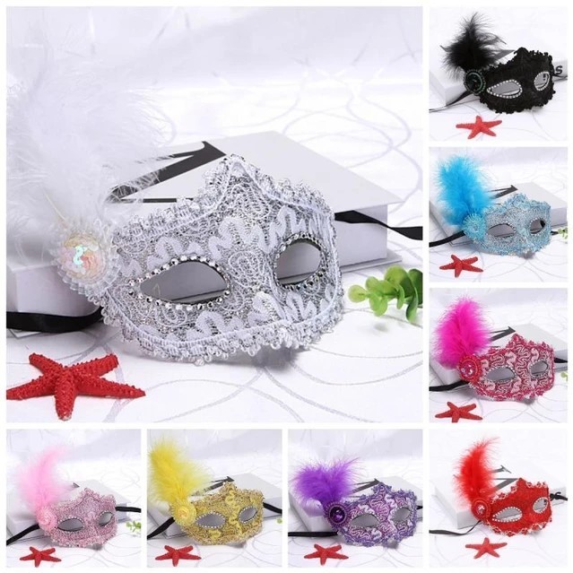 Topeng Pesta Karnaval Mewah Berbulu Wanita - Topeng Mask Party Elegan Bulu 17 Agustus