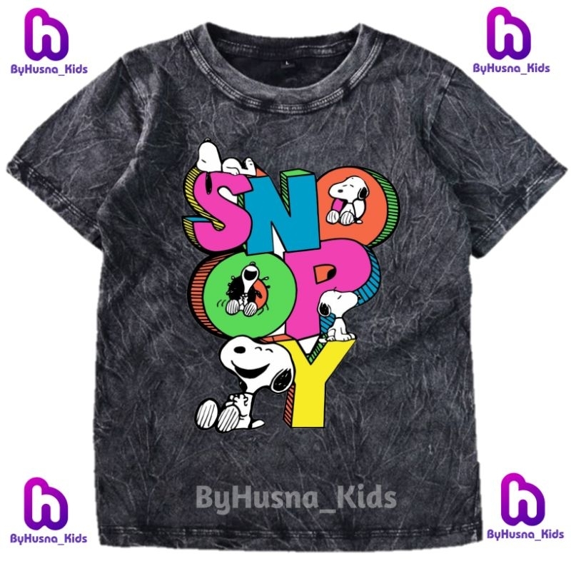 BAJU WASHED ANAK KAOS ANAK SNOOPY ATASAN ANAK PEREMPUAN ANAK CEWEK UNISEX PAKAIAN ANAK BAHAN PREMIUM