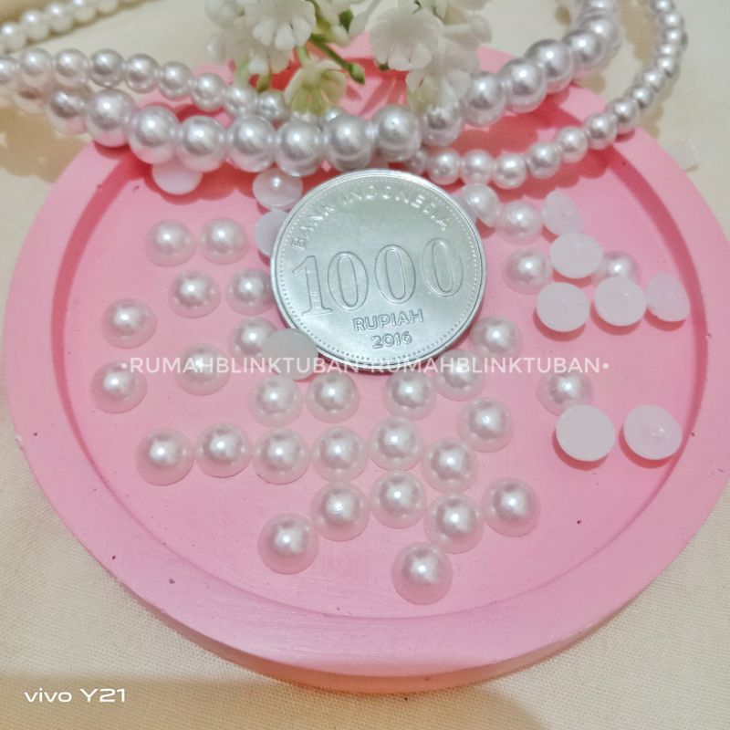 Mutiara Tempel | Mote Setengah Lingkaran | Mutiara Sintetis Akrilik