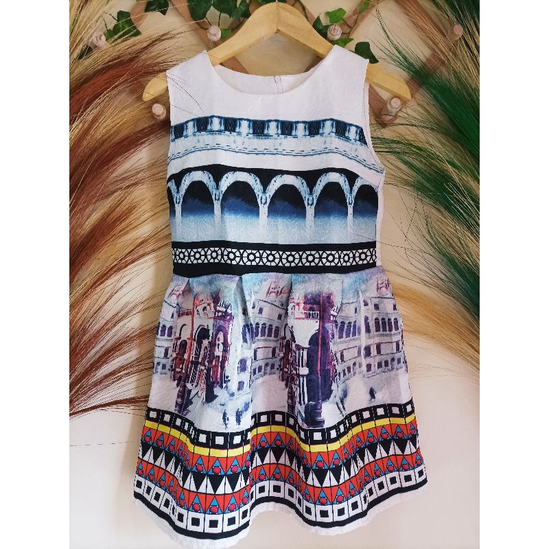 Dress Emboss Motif / Dress Wanita Korean Style Motif Vintage / Vintage Dress