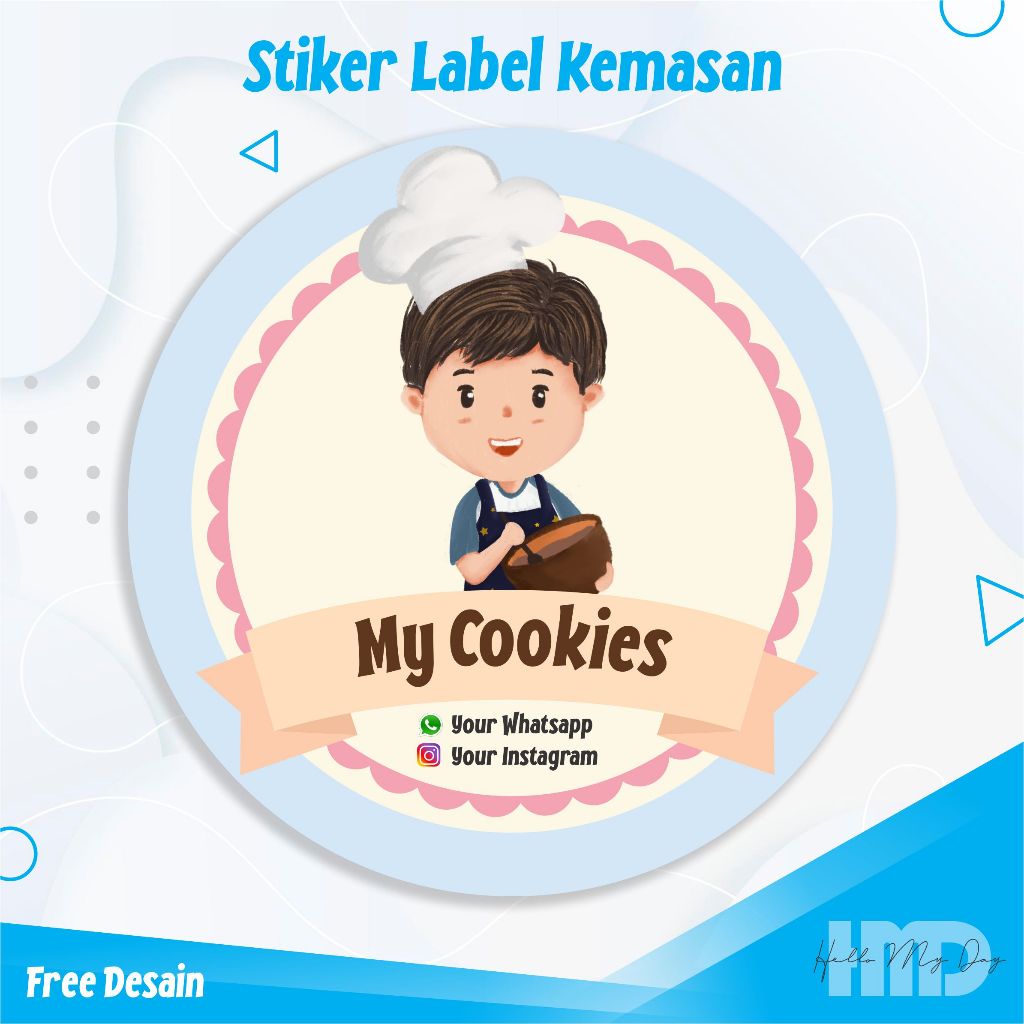 

Paket Stiker Label Kemasan Produk Jualan Snack Kue Makanan Cookies
