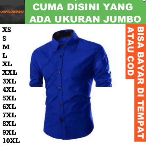 10XL 9XL 8XL 7XL 6XL 5XL 4XL 3XL XXL XL L M S XS Kemeja Pria Jumbo Hem Cowok BigSize Lengan Pendek G