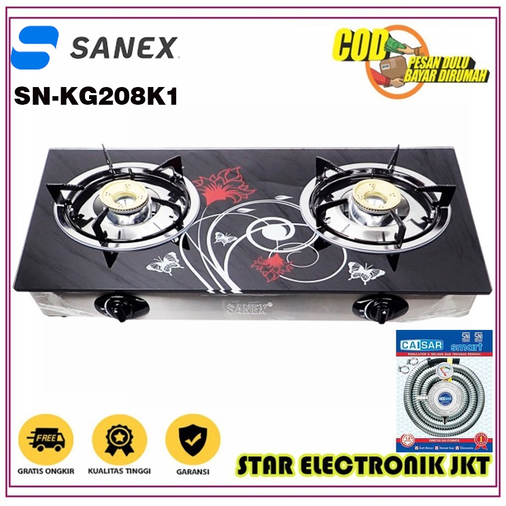 SANEX Kompor Gas  2 Tungku Kaca SN-KG208K1/SN-KG208K2 - Desain Mewah
