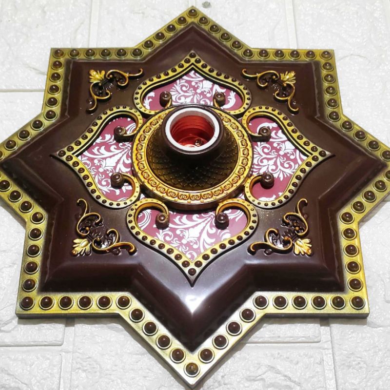 Ornamen Bintang Coklat Fitting Hias Lampu 30 X 30 CM Plafon PVC plafon Gipsum Dekorasi Lampu