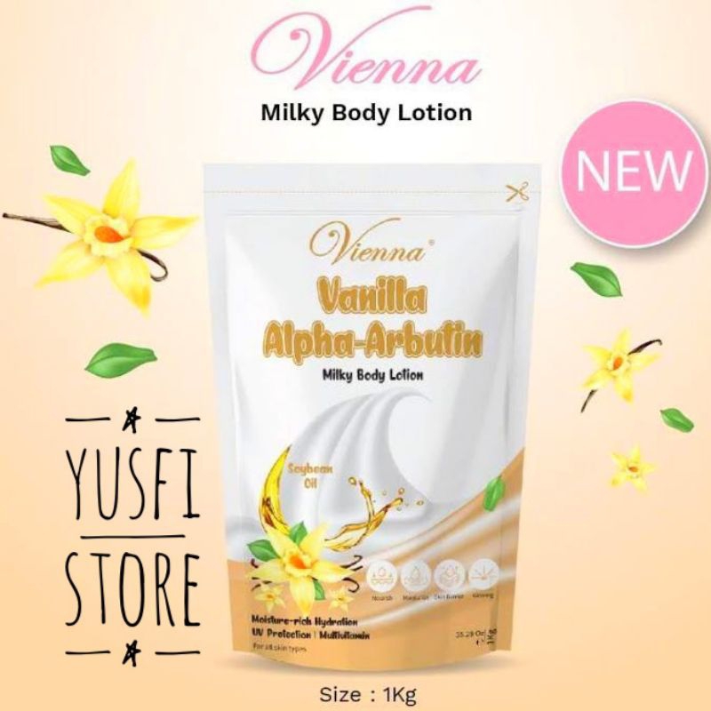 Vienna Milky Body Lotion 1 KG Pencerah Kulit Nutrisi Kulit Kering Pelembab Kulit Vitamin