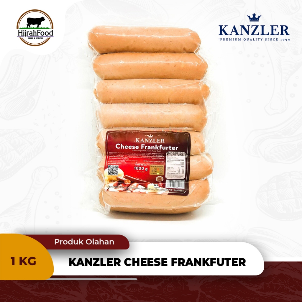 

Kanzler Cheese Frankfurter Sosis Sapi Rasa Keju 1000 gram Crispy Bite Extra Meaty