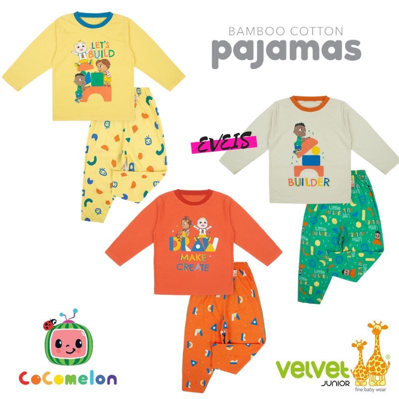 VELVET JUNIOR - Bamboo Cotton Pajamas | Piyama Anak Unisex | Baju Tidur Anak Laki-laki dan Perempuan