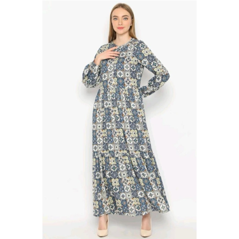 Gamis Dress Rayon Print Novel Mice Original
