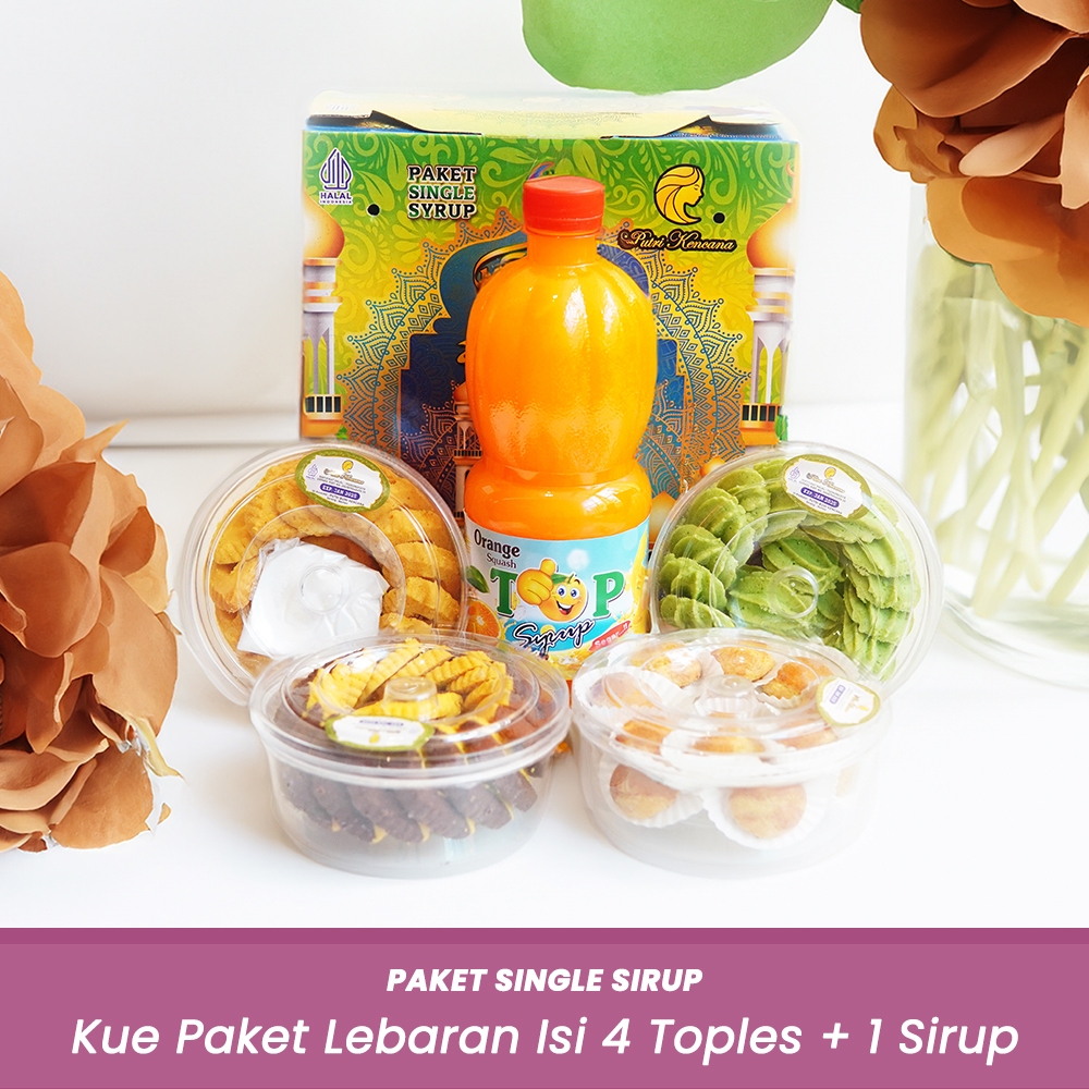 

Paket Kue Lebaran PutrI Kencana isi 4 Toples 1 Sirup Butter Cookies Kering Hampers Ramadhan Gift Hadiah