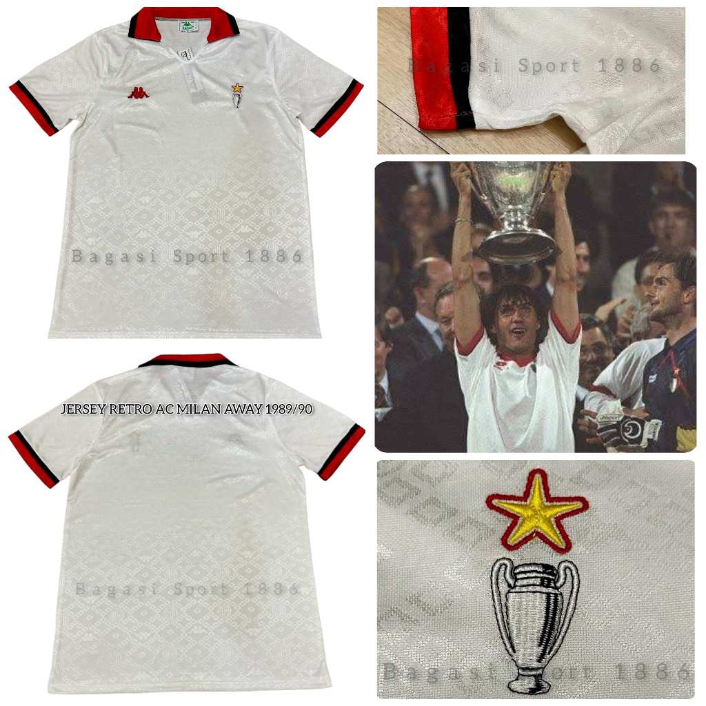 Jersey Baju Bola Retro ACe Milan Away Kit Tandang 1989 1990 Old Shirt Lawas 89/90 Vintage Rare Lama 