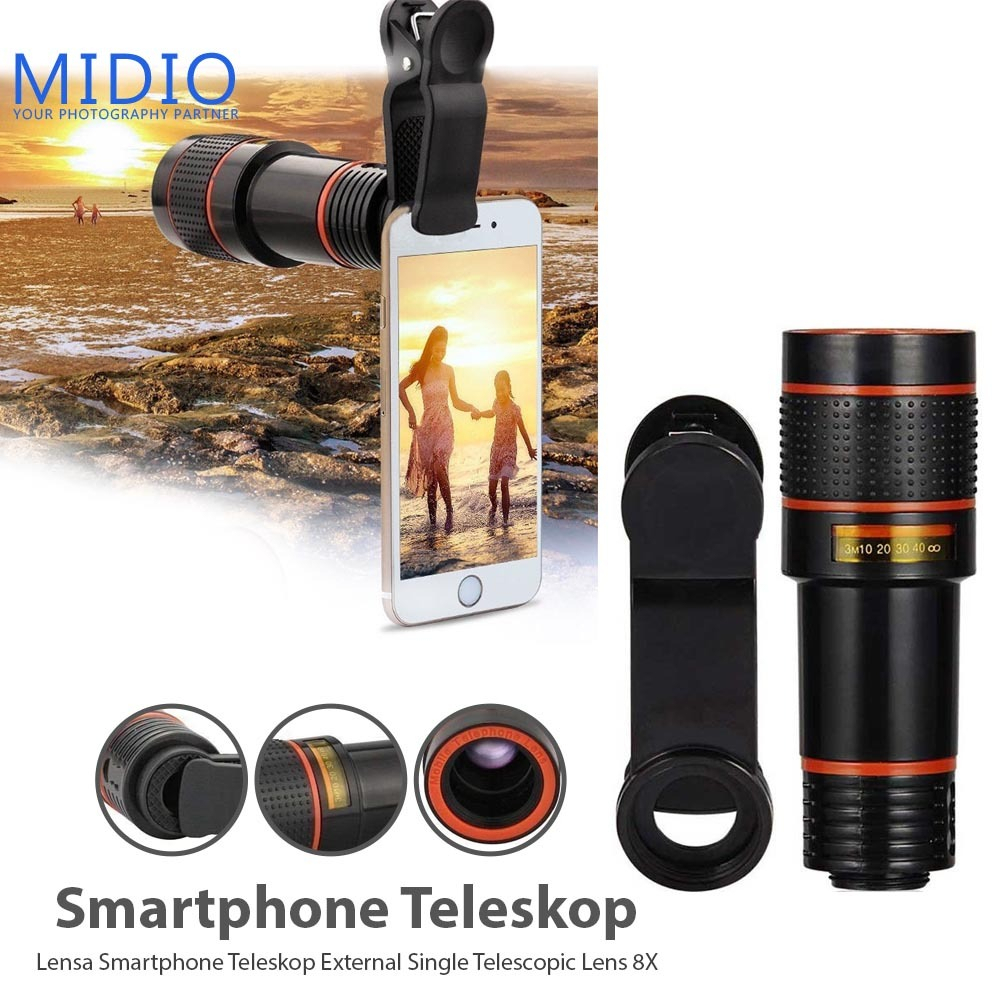 Lensa Smartphone Teleskop External Single Telescopic Lens 8X