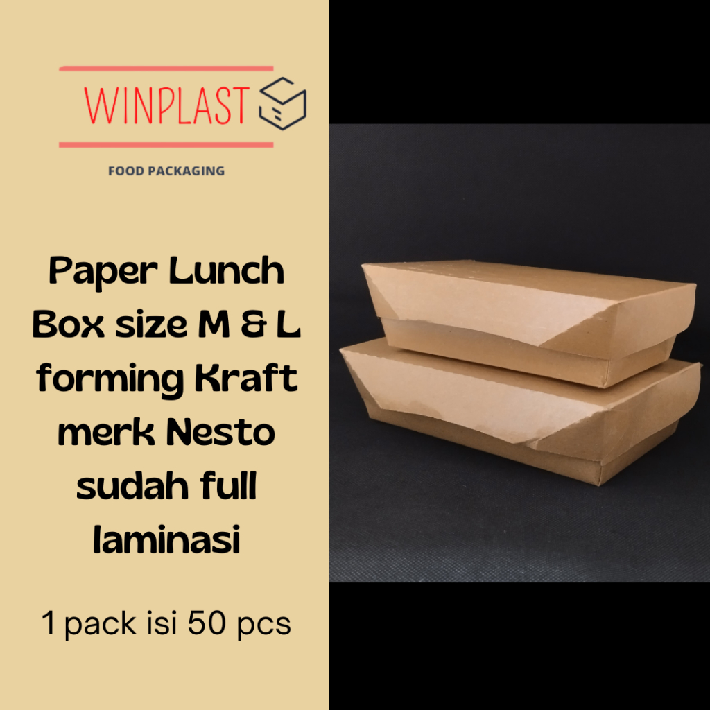 Paper Lunch Box Forming Kraft Full Laminasi size M & L isi 50 pcs