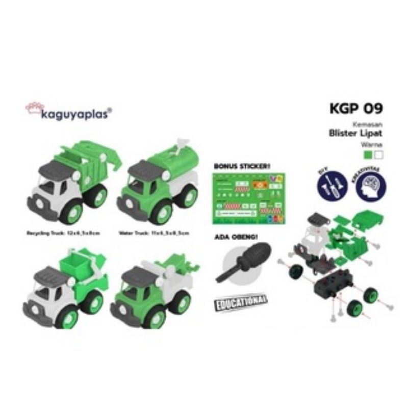 Mainan edukasi DIY mobil truk sampah KGP 09