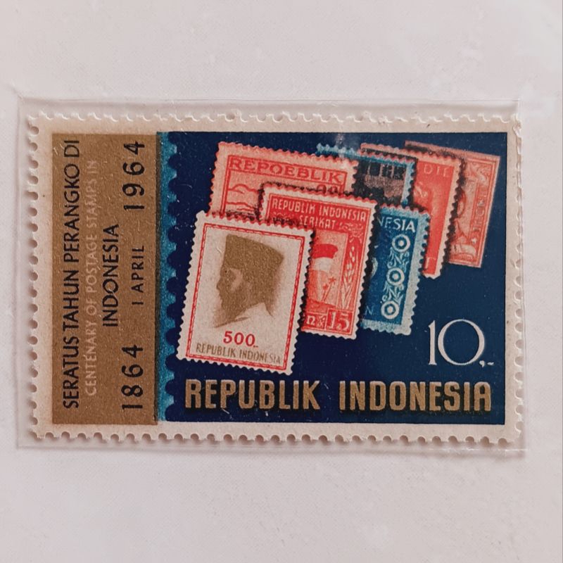 

(AA) Perangko Indonesia 1964 100 Tahun Prangko Indonesia Single Set Mint