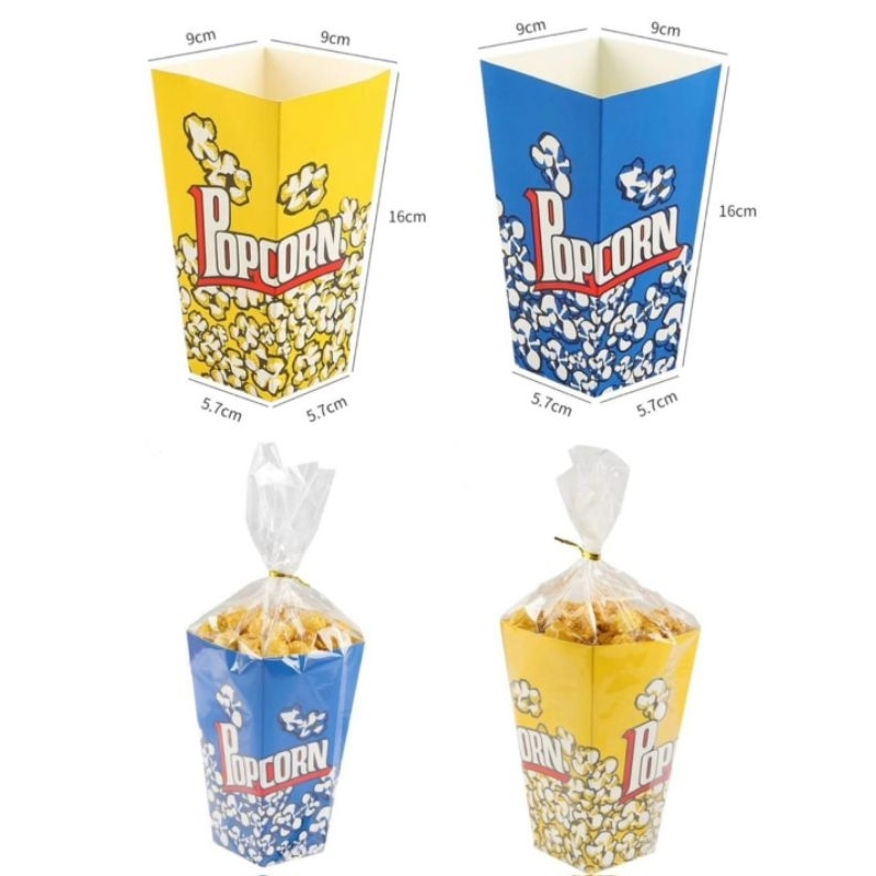 

25pcs dus popcorn paper box pop corn packaging popcorn plastik pop corn snack tray popcorn bucket kotak popcorn