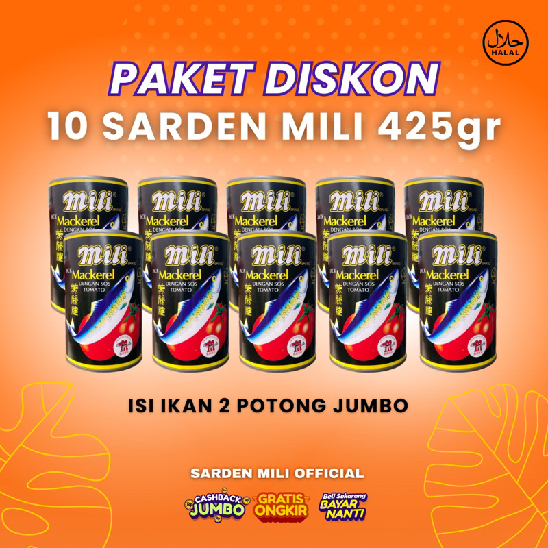 

Paket Diskon 10 Kaleng Sarden Mili Besar (ISI IKAN 2 POTONG JUMBO) Exp 2027