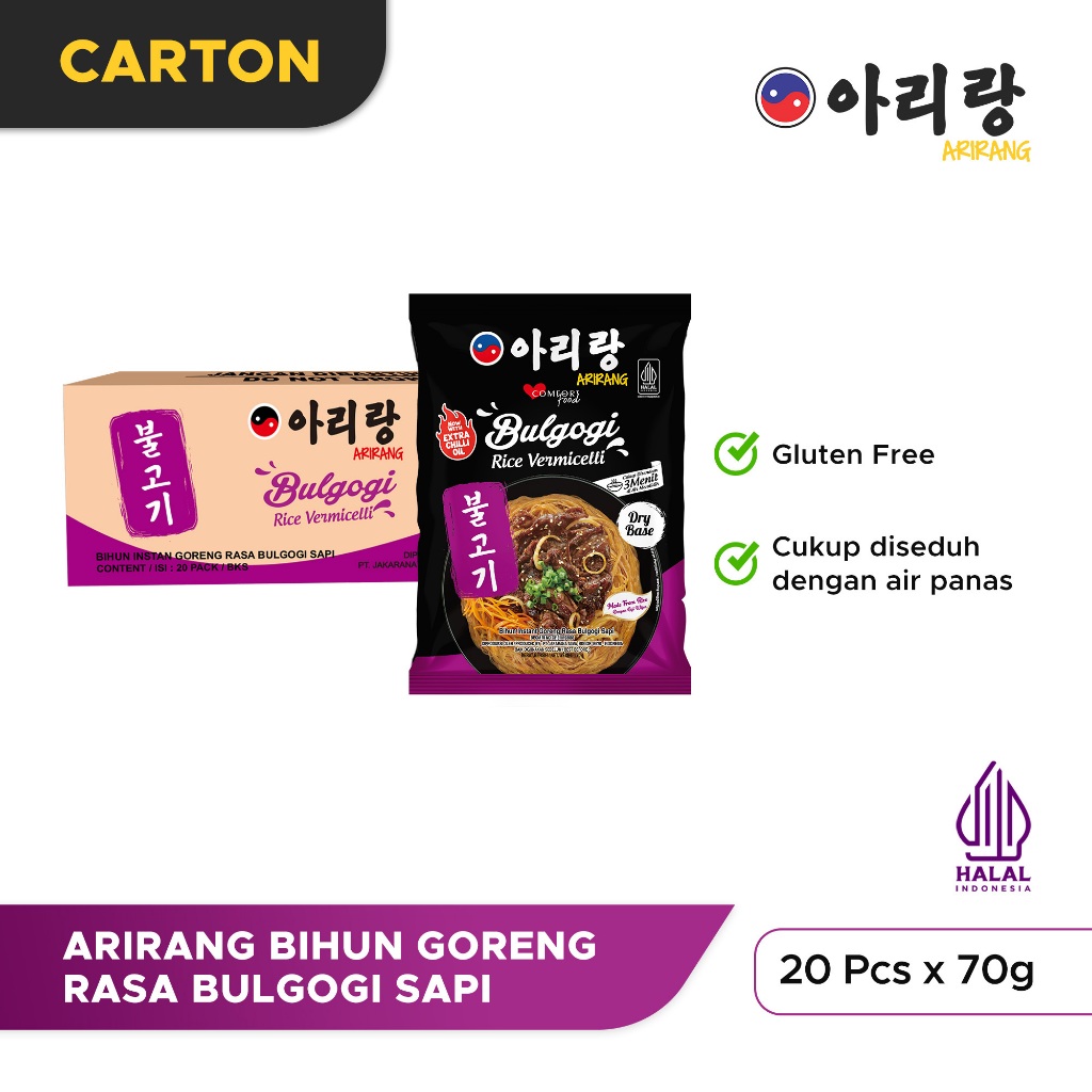 

20 Pcs Arirang Bihun Goreng Rasa Bulgogi Sapi 70g