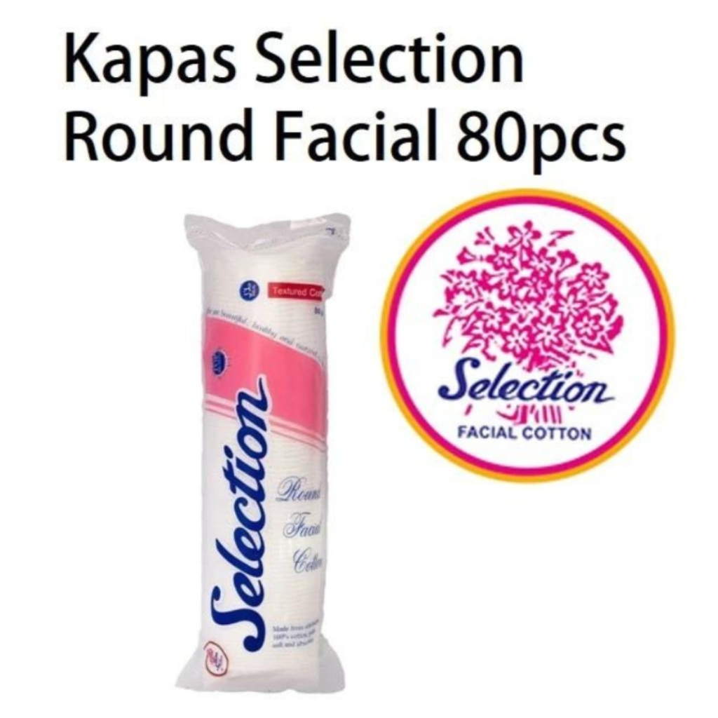 selection kapas round facial cotton oval bulat 80 pcs putih