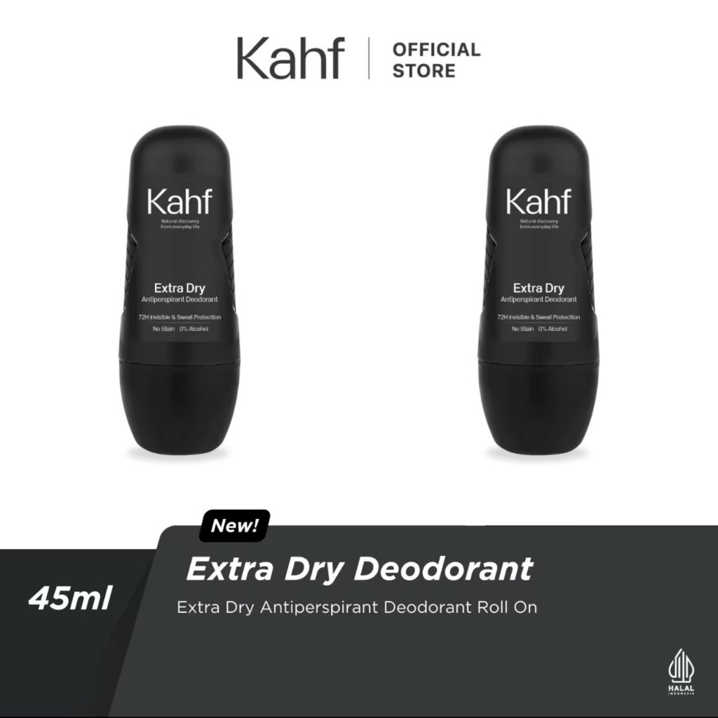 KAHF Extra Dry Antiperspirant Deodorant Roll On Twin Pack / Indonesia Paket Deodorant Pria 45ml 2 Pc