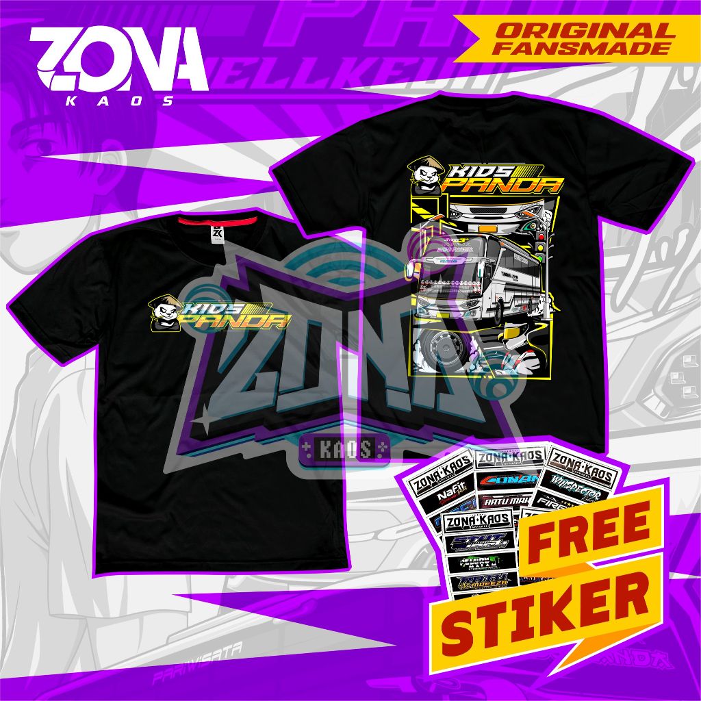 ( FREE STIKER ) KAOS BISMANIA TUNGGAL JAYA KIDS PANDA KAOS BUSMANIA BISMANIA