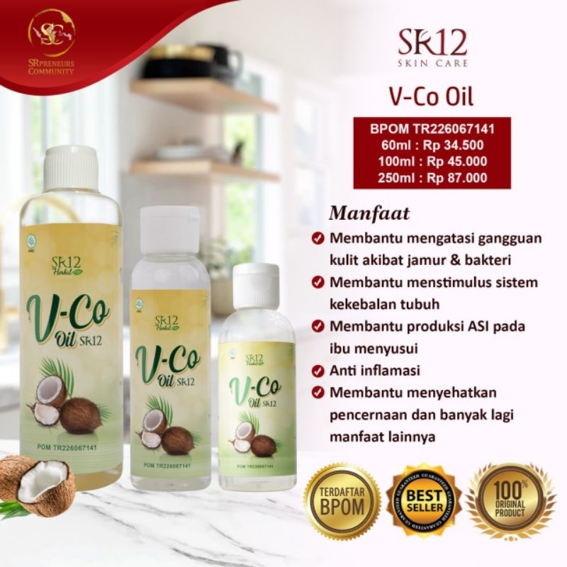 VCO Oil SR12 Minyak Kelapa Murni - Minyak VCO Untuk Kecantikan - Minyak Kletik VICO Virgin Coconut Oil SR12 Herbal Tinggi Asam Laurat Untuk ASI Booster, Imun Booster &amp; Daya Tahan Tubuh - Minyak Klentik Perawatan Rambut dan Kulit Pecah Pecah