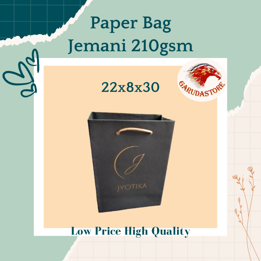 

Custom Paper Bag Hitam Bahan Jemani 210gsm Size Medium