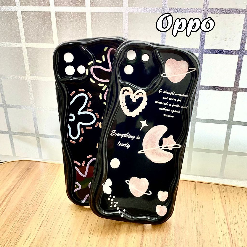 3D Curly Glossy Softcase untuk OPPO A18 A38 A58 A57 A77s A17 A16 A16K A15 A9 A5 A54 A12 A5s A3s A31 