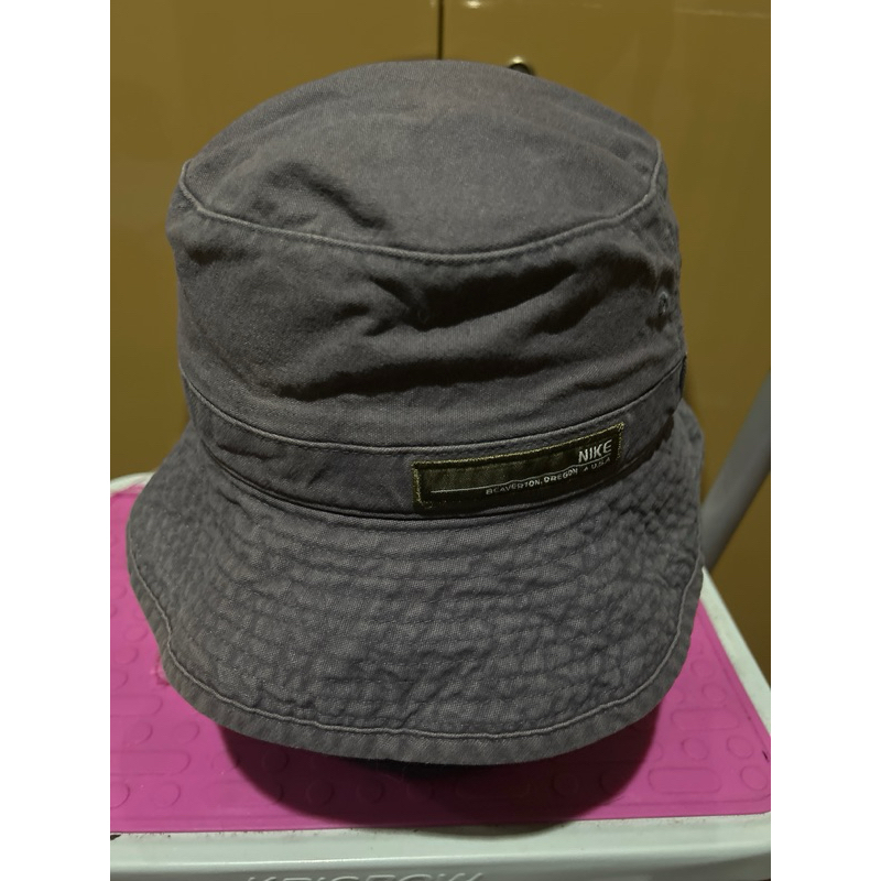 Topi sekon model Bucket Nike USA warna Biru Washed ukuran S-M