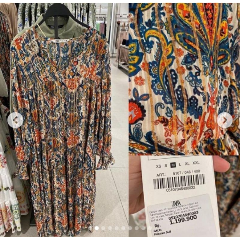 Dress gamis Bohemian zara size M minus ada bekas jahitan di bawah