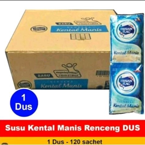 

Frisian Flag Sachet 1Dus Isi 120 Sachet -Susu Bendera Kental Manis Putih dan Coklat