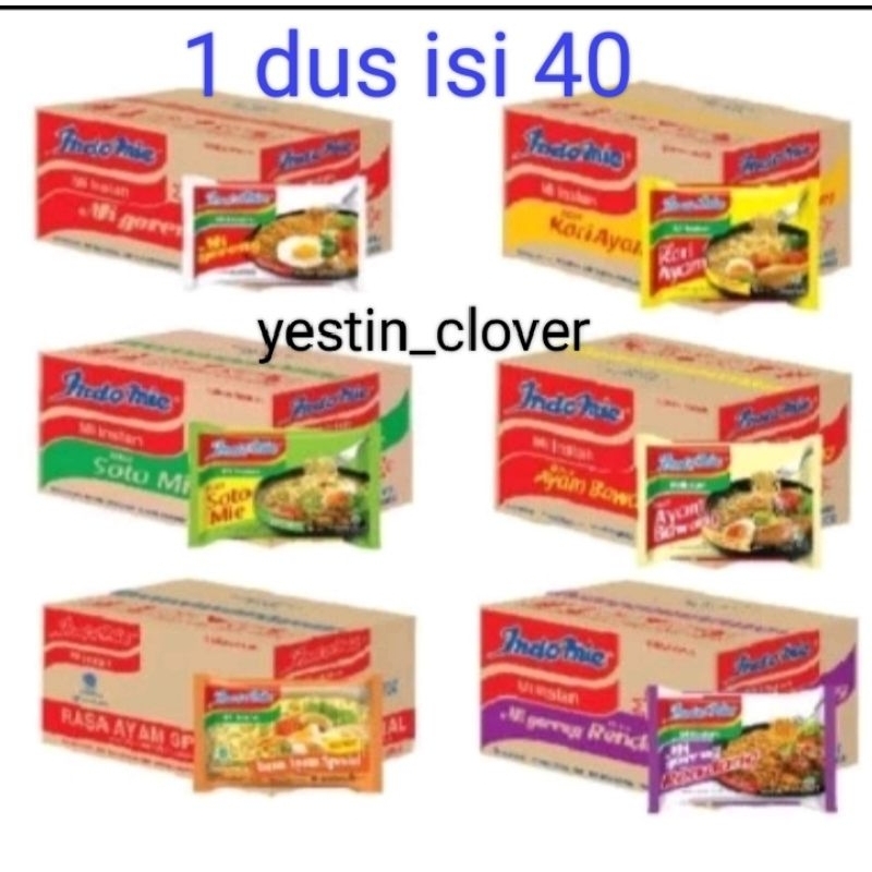 

Indomie All varian 1 dus isi 40 pcs, Indomie kuah, goreng dan bisa dengan mix rasa