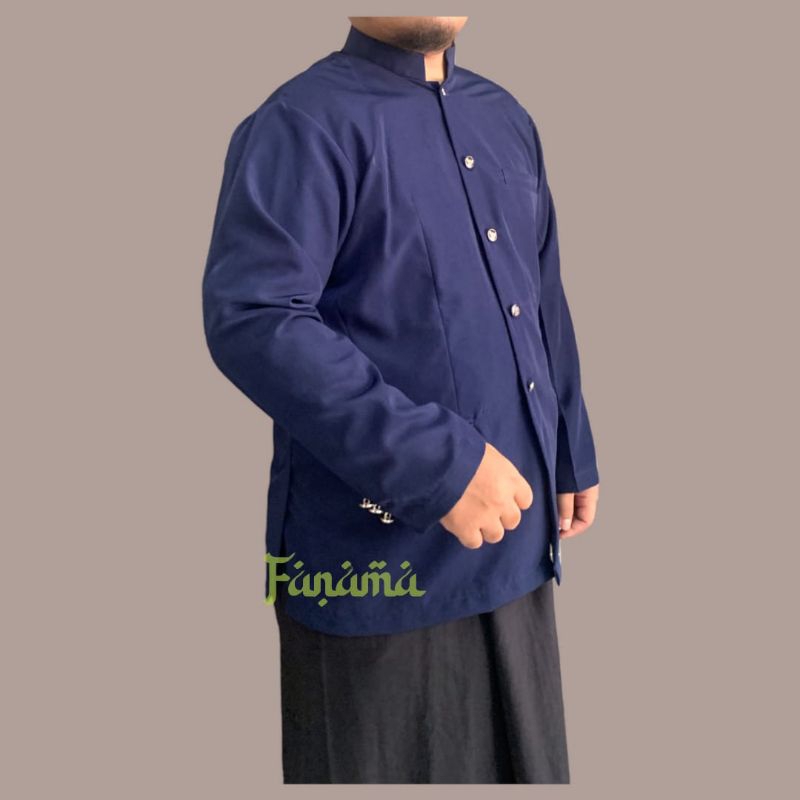 Busana Muslim Pria Jasko Jas Koko Mandarin Polos Jasko Warna Navy