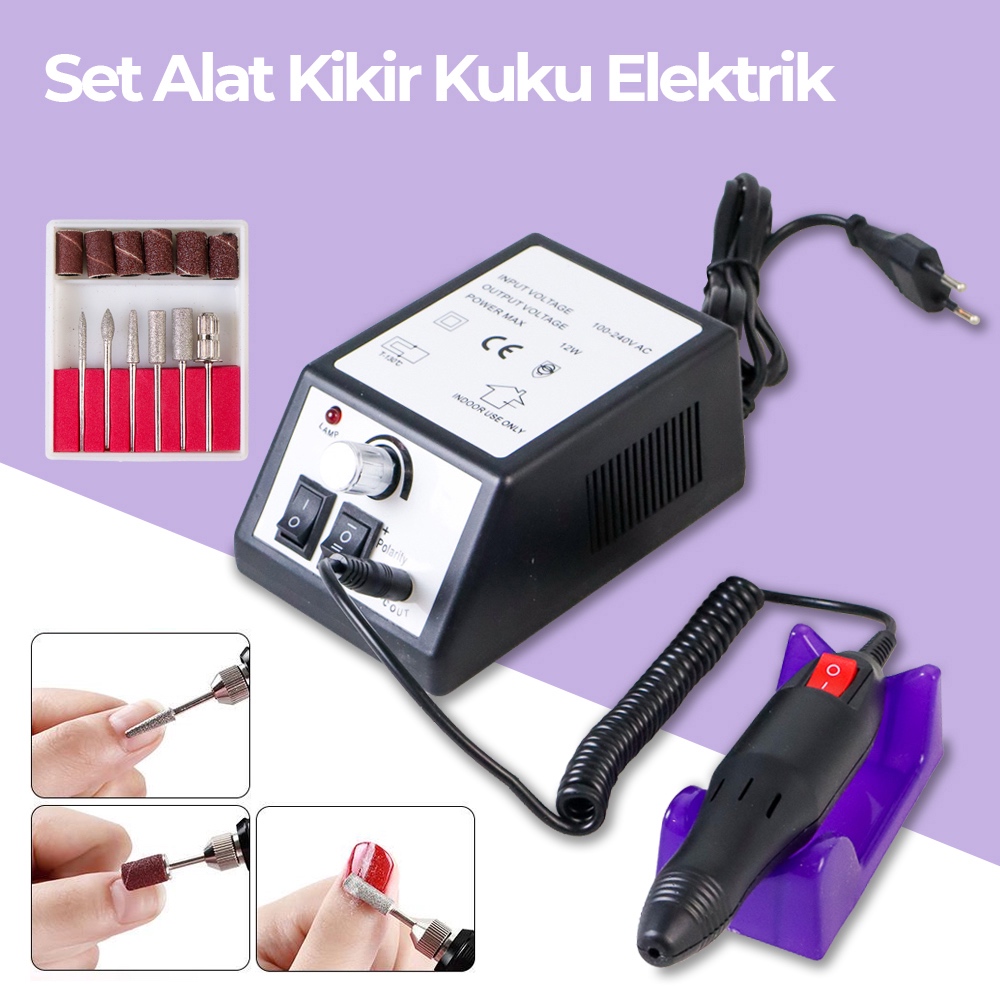 Set Drill Alat Kikir Kuku Elektrik Nail Machine Manicure Pedicure - 2000 - Black